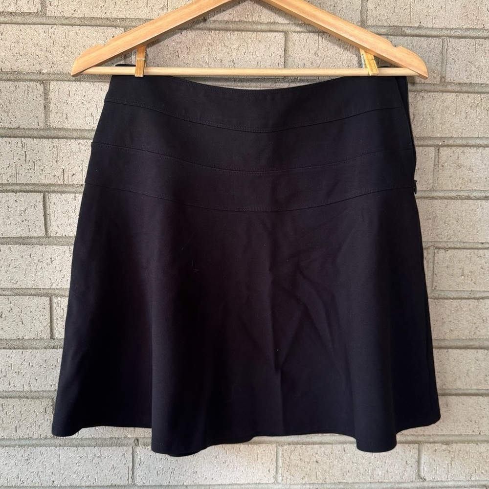 Athleta Black A-Line Mini Skirt Sz 6 NWOT Ponte Knit Pull-On Casual Athleisure